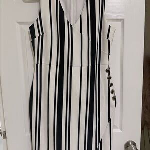 Banana Republic Black and White Striped Midi Dress